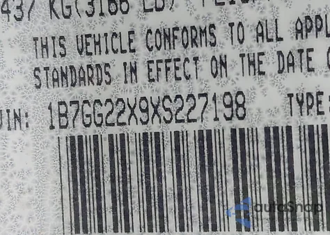 1999 Dodge Dakota Slt/Sport from USA, damaged, VIN 1B7GG22X9XS227198